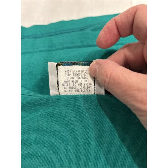 Vtg Copa Cabana Womens T shirt L Green Fish Underwater Treasure 80s Embellished - Picture 11 of 11